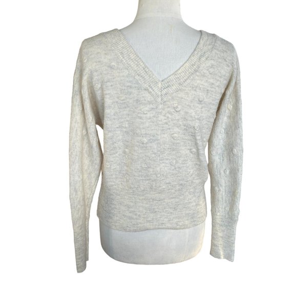 William Rast Alpaca Blend Back V-Neck Oatmeal Popcorn Polka Dot Sweater-XS - Picture 12 of 12